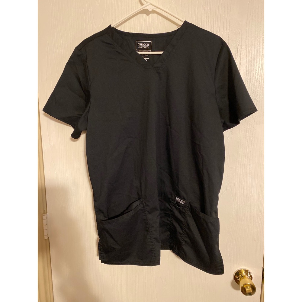 Cherokee Workwear Revolution Black V-Neck Scrub Top Large WW620 0709